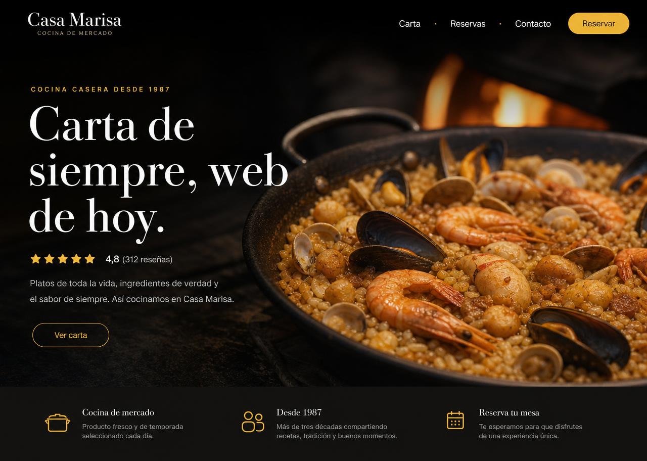 Rediseño moderno de la web del restaurante, rápido y responsive
